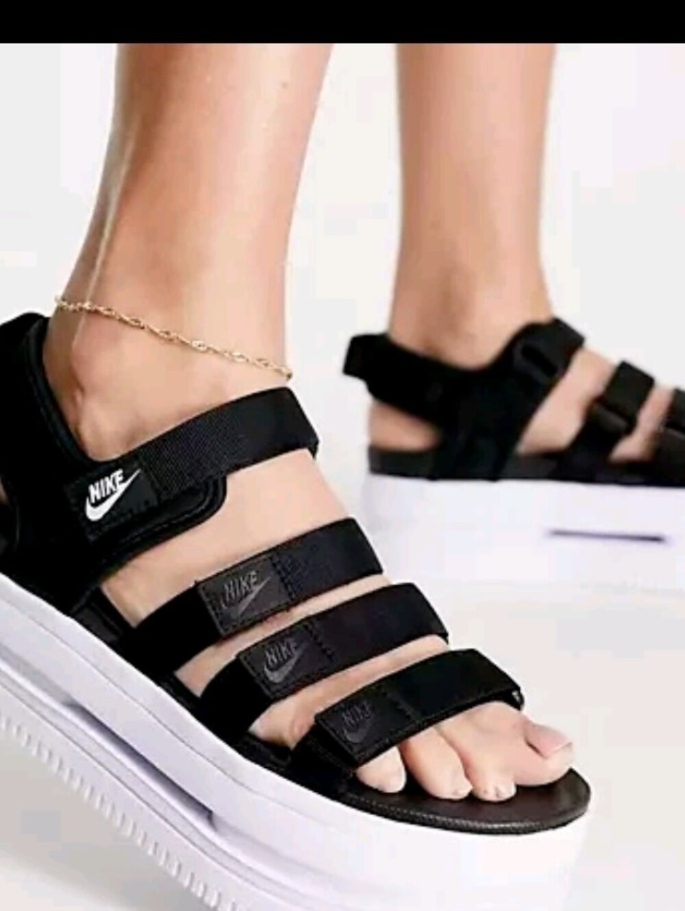 Nike Women’s Platform Velcro Sport Sandals Black White Size 9 DH0224-001